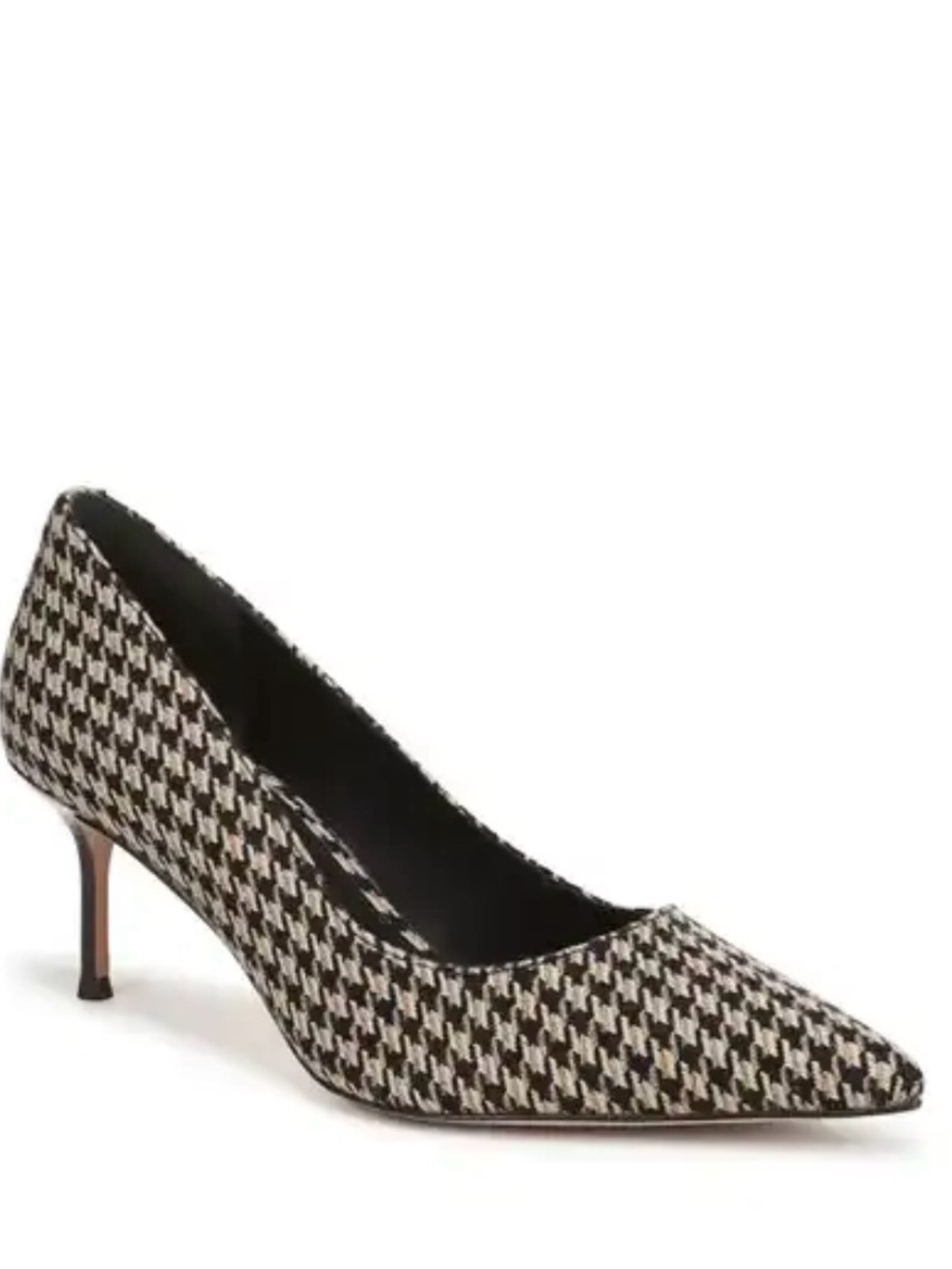 Veronica Beard Black & Cream Houndstooth Pointed-Toe Pumps